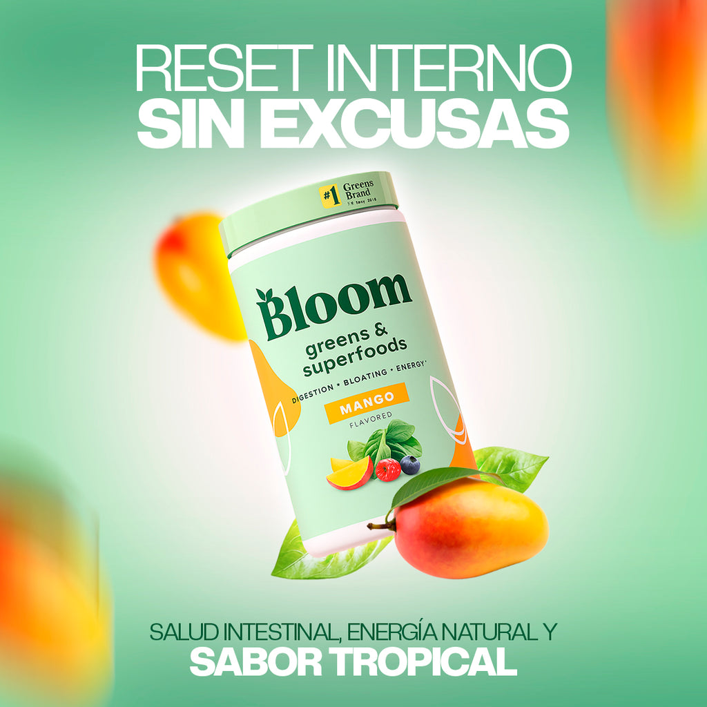 Bloom Nutrition Greens & Superfoods Powder- Polvo de mango superalimento verde Bloom Nutrition