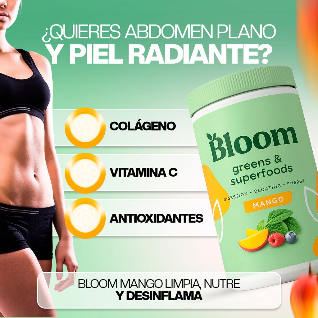 Bloom Nutrition Greens & Superfoods Powder- Polvo de mango superalimento verde Bloom Nutrition