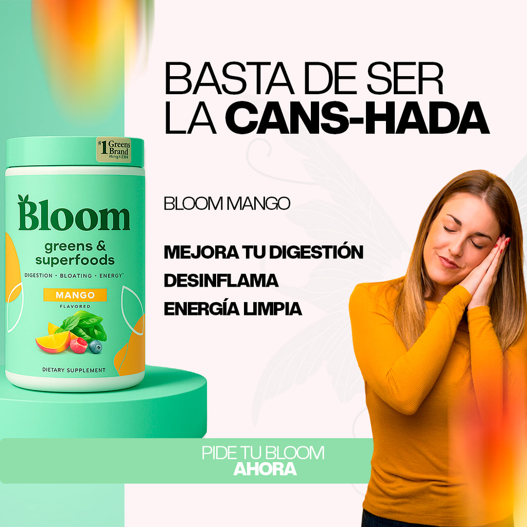 Bloom Nutrition Greens & Superfoods Powder- Polvo de mango superalimento verde Bloom Nutrition