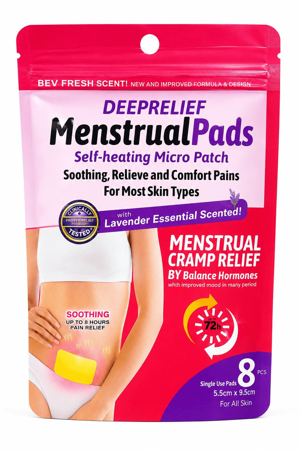 Parches Térmicos Menstruales Deprelief | Alivio Natural del Cólico hasta por 12 Horas